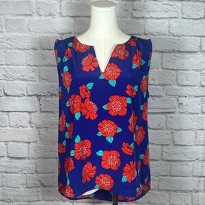 41 Hawthorn Women's M Blue Red Floral Sleeveless Blouse Poly | Chiccore Workcore